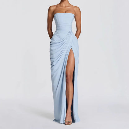 Elegant Strapless Ruched Waist Dress