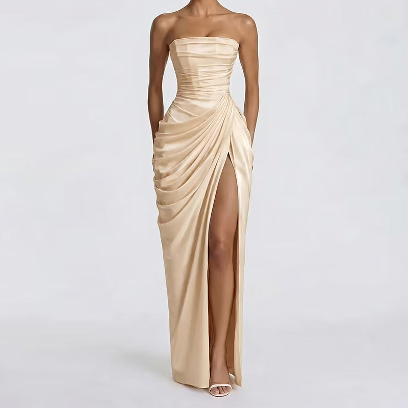 Elegant Strapless Ruched Waist Dress