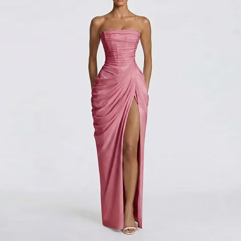 Elegant Strapless Ruched Waist Dress