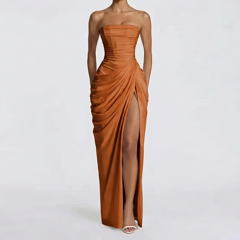 Elegant Strapless Ruched Waist Dress