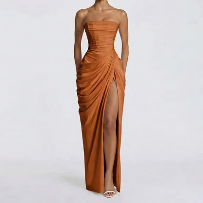 Elegant Strapless Ruched Waist Dress