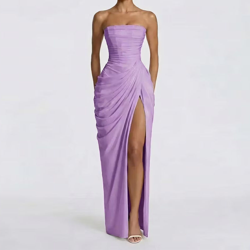 Elegant Strapless Ruched Waist Dress