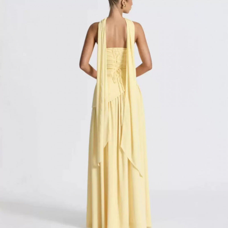 Elegant Strapless Slit Long Dress