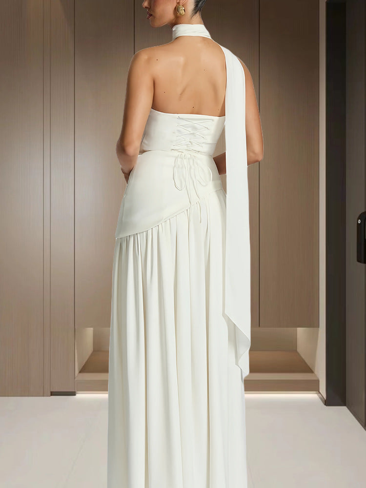 Elegant Strapless Split Long Dress
