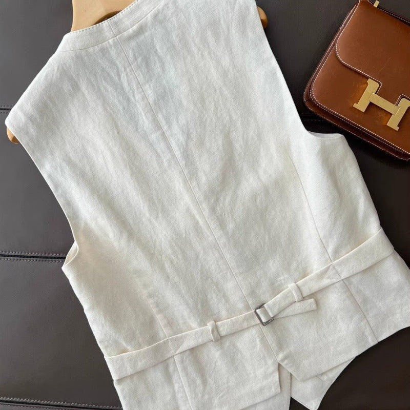 Elegant Suit Vest + Wide-Leg Pants Two-Piece Set