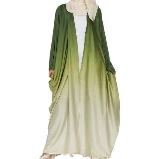 Elegant Tie-Dye Gradient Batwing Sleeve Dress
