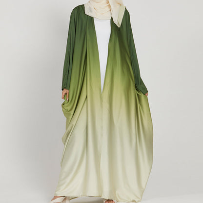 Elegant Tie-Dye Gradient Batwing Sleeve Dress