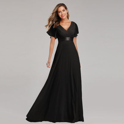 Elegant Trumpet Sleeve Chiffon Evening Dress