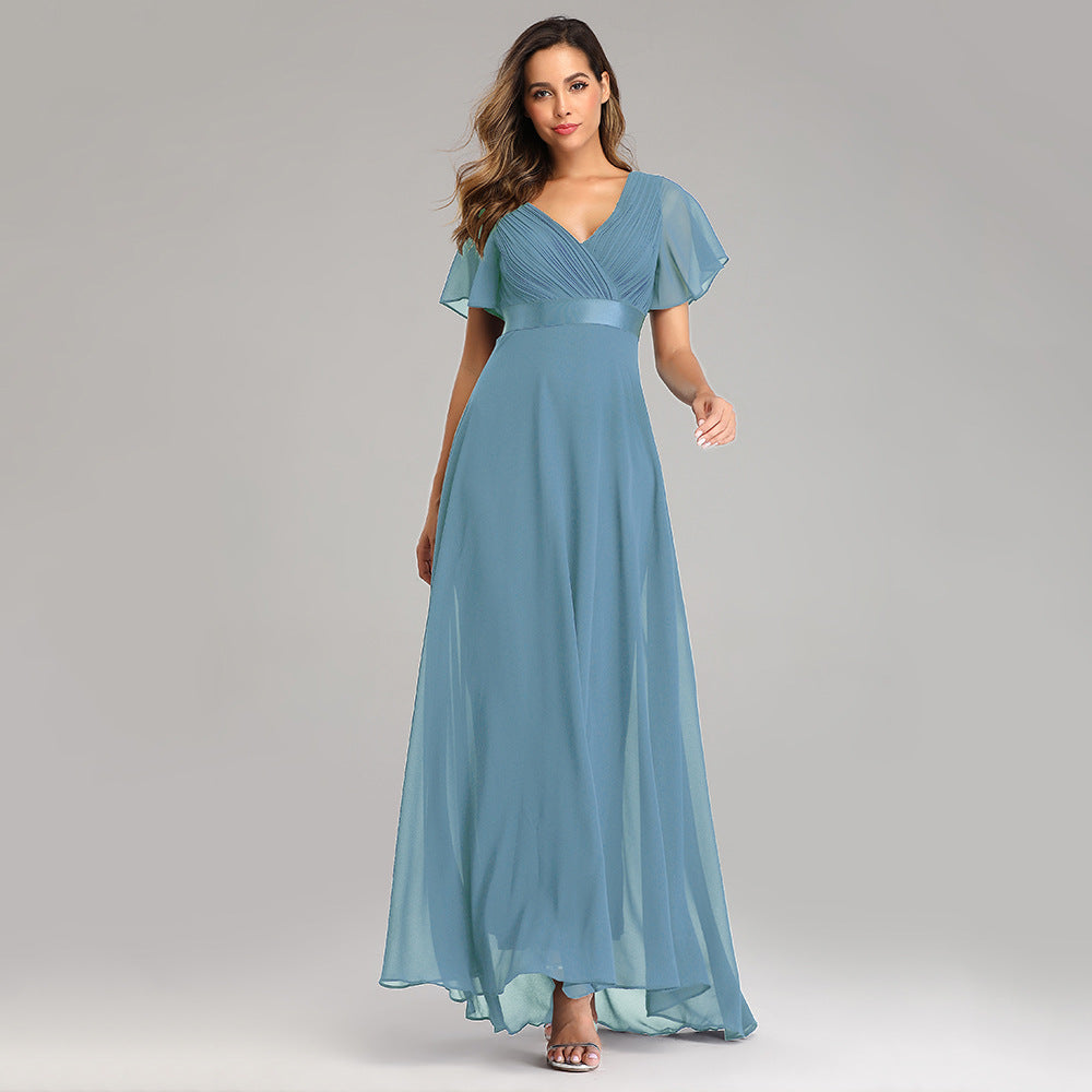 Elegant Trumpet Sleeve Chiffon Evening Dress