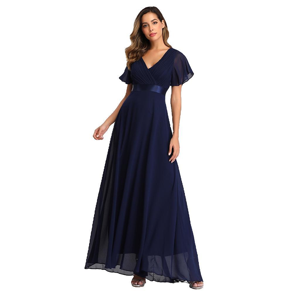 Elegant Trumpet Sleeve Chiffon Evening Dress