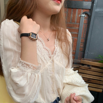 Elegant V-neck Lace Shirt Long Sleeve