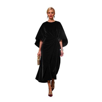 Elegant Velvet Bat Sleeve Dress