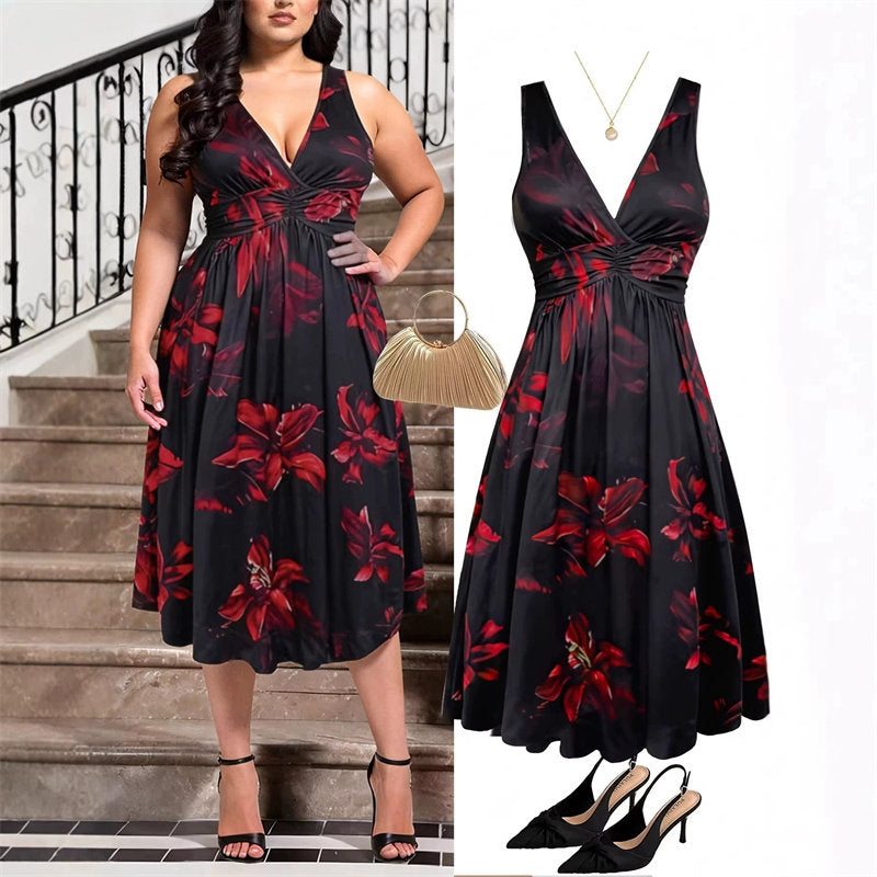Elegant Waist Pleated Knitted Tank Dress for Women