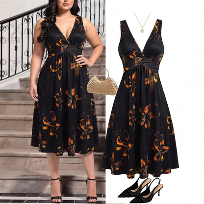 Elegant Waist Pleated Knitted Tank Dress for Women