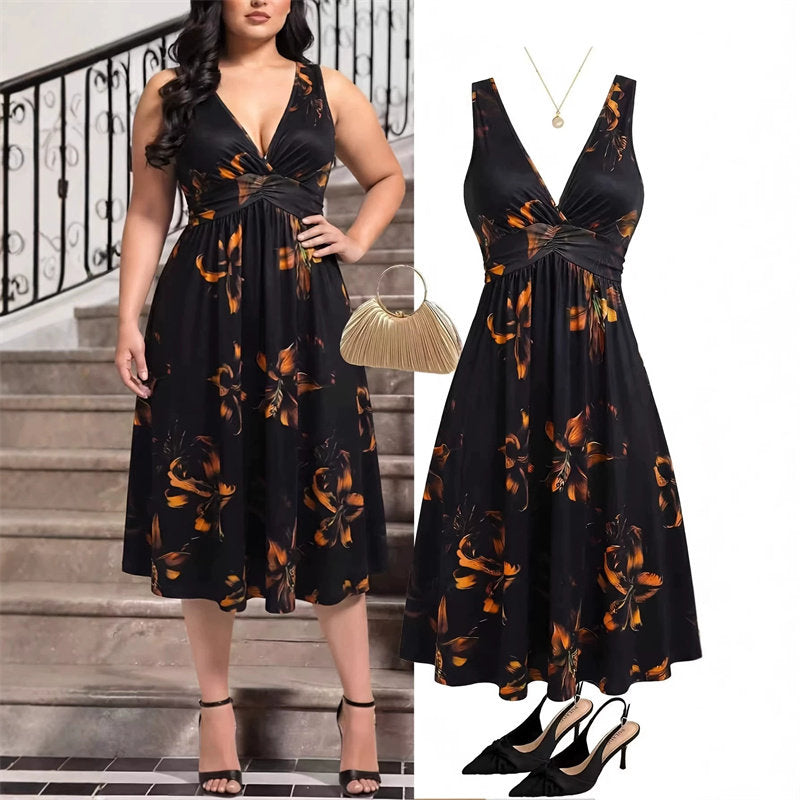 Elegant Waist Pleated Knitted Tank Dress for Women