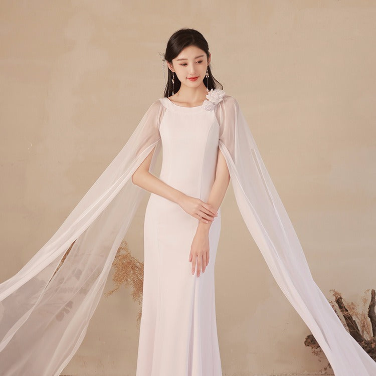Elegant White Long Dress for Performances