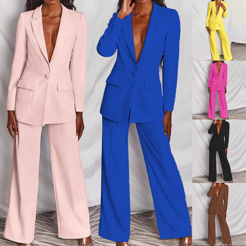Elegant Women's Long Sleeve Pants Suit Set