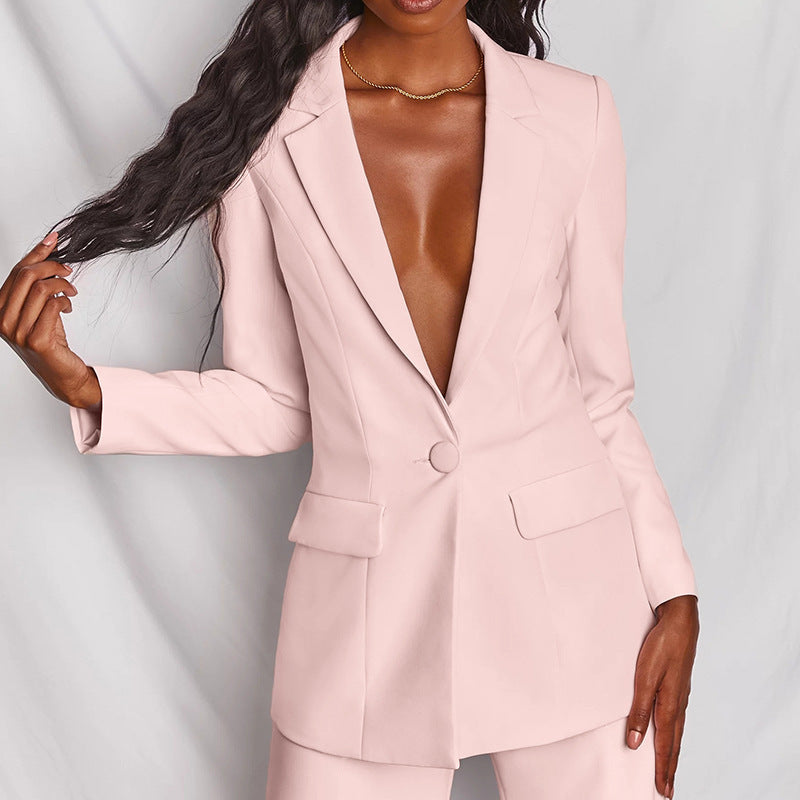 Elegant Women's Long Sleeve Pants Suit Set