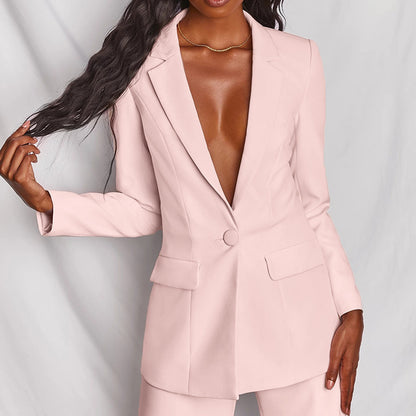 Elegant Women's Long Sleeve Pants Suit Set