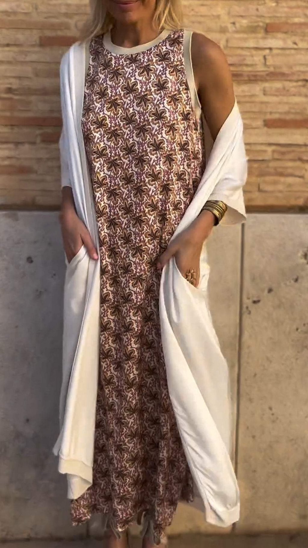 Elegant Women's Loose-Fit Cardigan and Dress Set