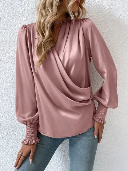 Elegant Women V-neck Lantern Sleeve Shirt