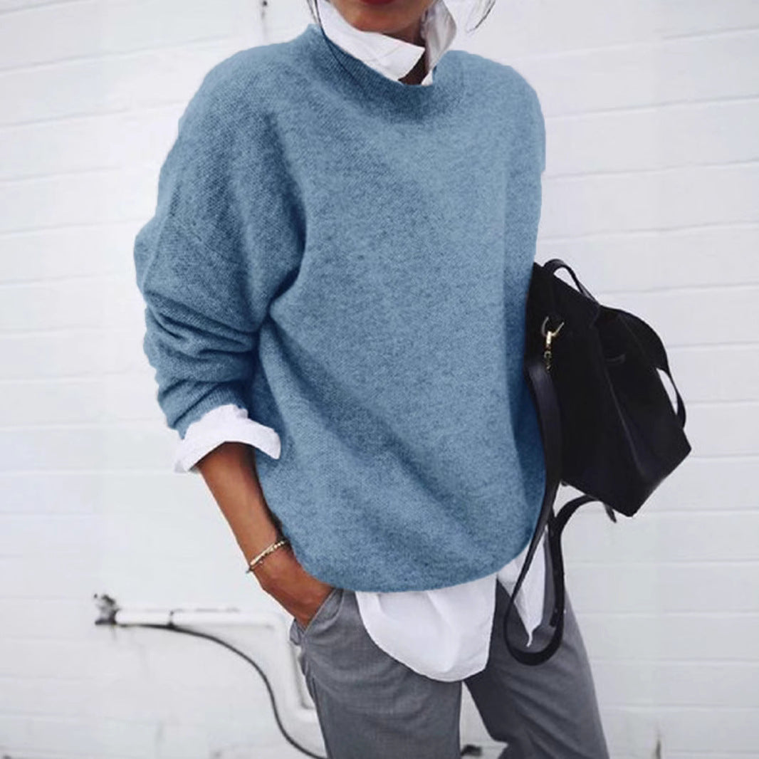 Elegant Womens Shirt Collar Long Sleeve Sweater Jacket