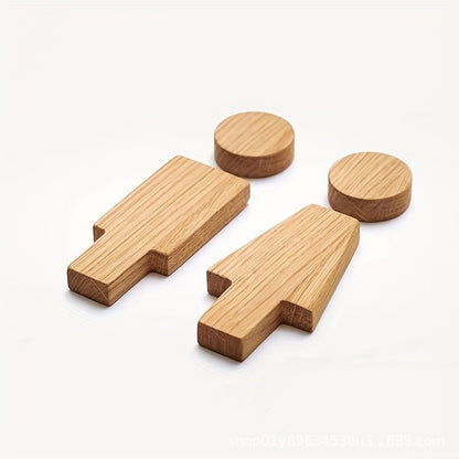Elegant Wooden Bathroom Toilet Signs