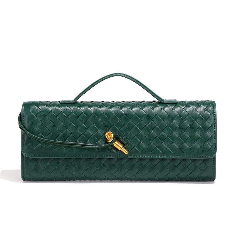 Elegant Woven Shoulder Baguette Handbag