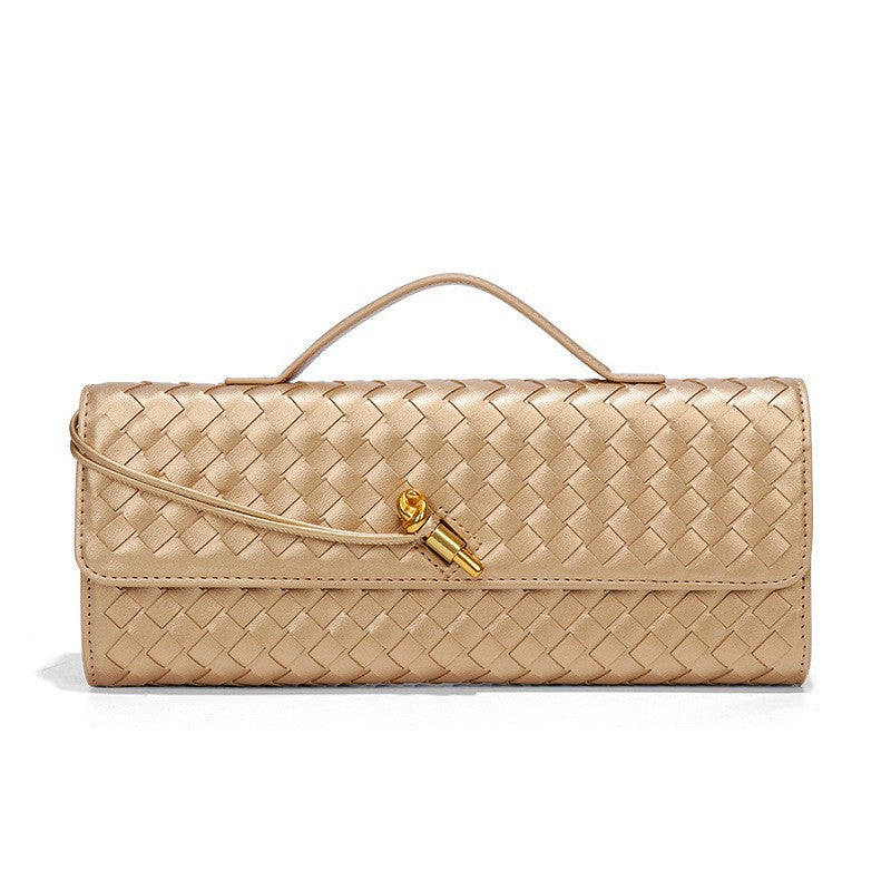 Elegant Woven Shoulder Baguette Handbag