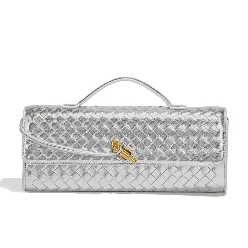 Elegant Woven Shoulder Baguette Handbag