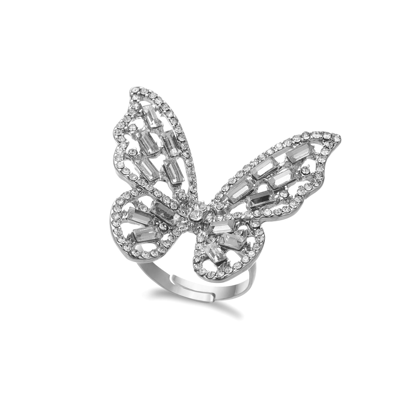 Elegant Zircon Butterfly Adjustable Finger Ring