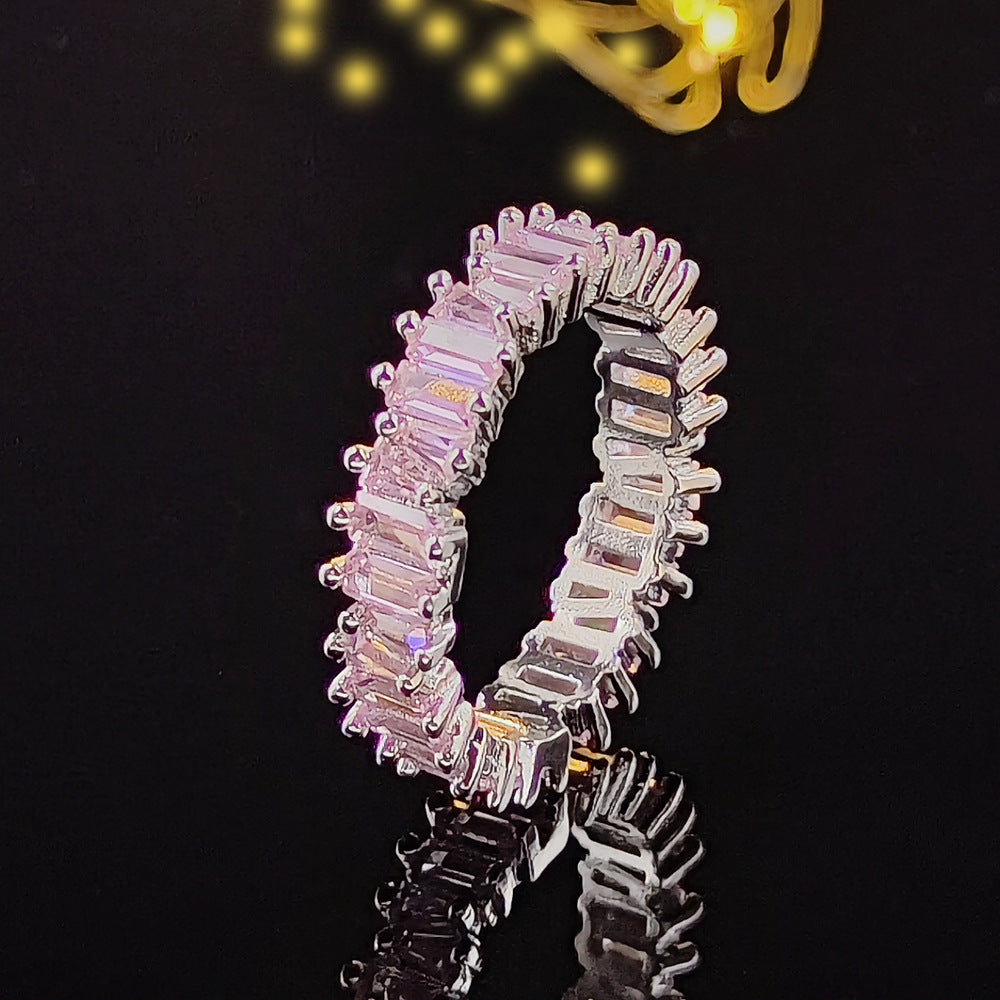 Elegant Zircon Full Diamond Geometric Ring