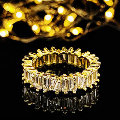 Elegant Zircon Full Diamond Geometric Ring