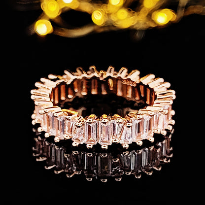 Elegant Zircon Full Diamond Geometric Ring
