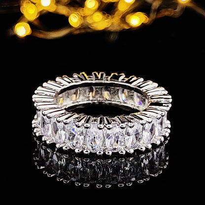 Elegant Zircon Full Diamond Geometric Ring