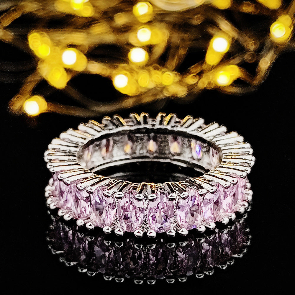 Elegant Zircon Full Diamond Geometric Ring