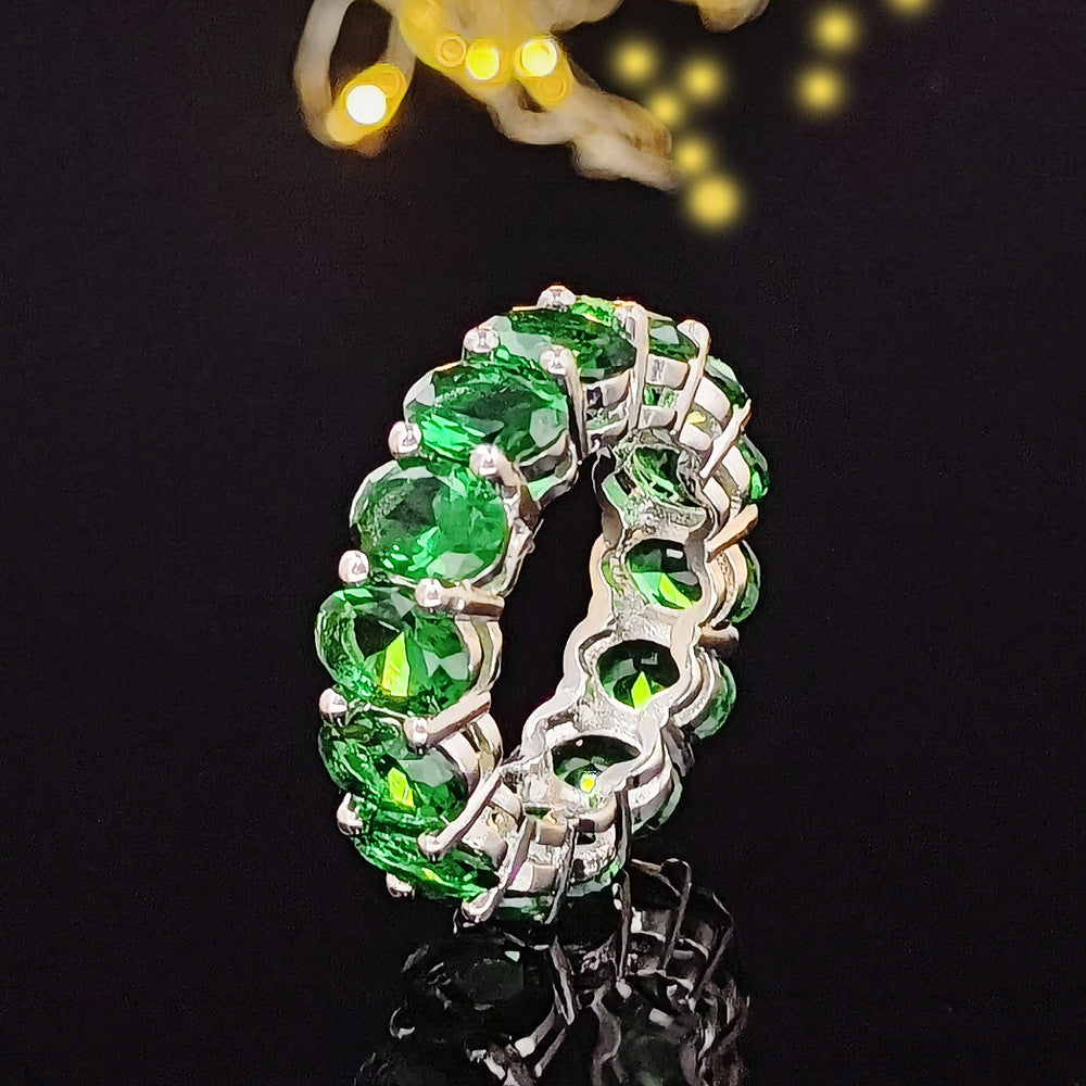 Elegant Zircon Full Diamond Geometric Ring