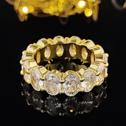 Elegant Zircon Full Diamond Geometric Ring
