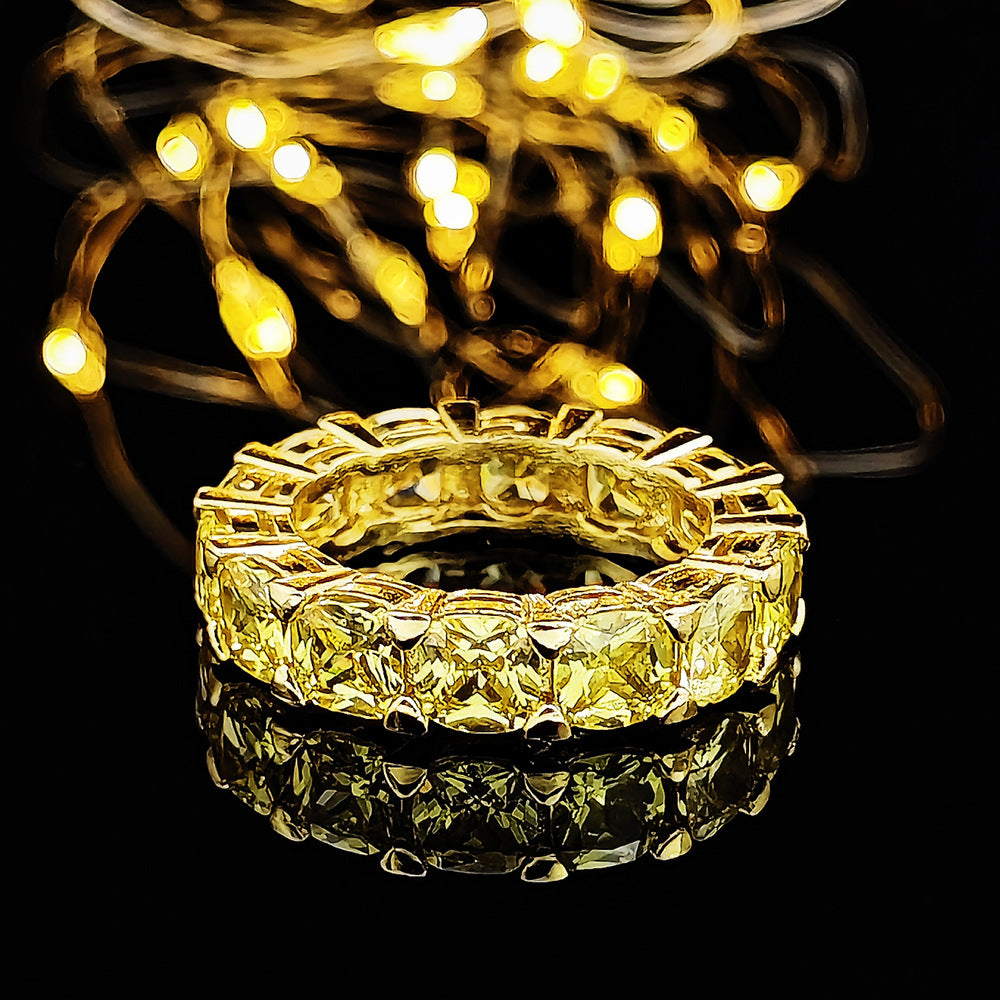 Elegant Zircon Full Diamond Geometric Ring