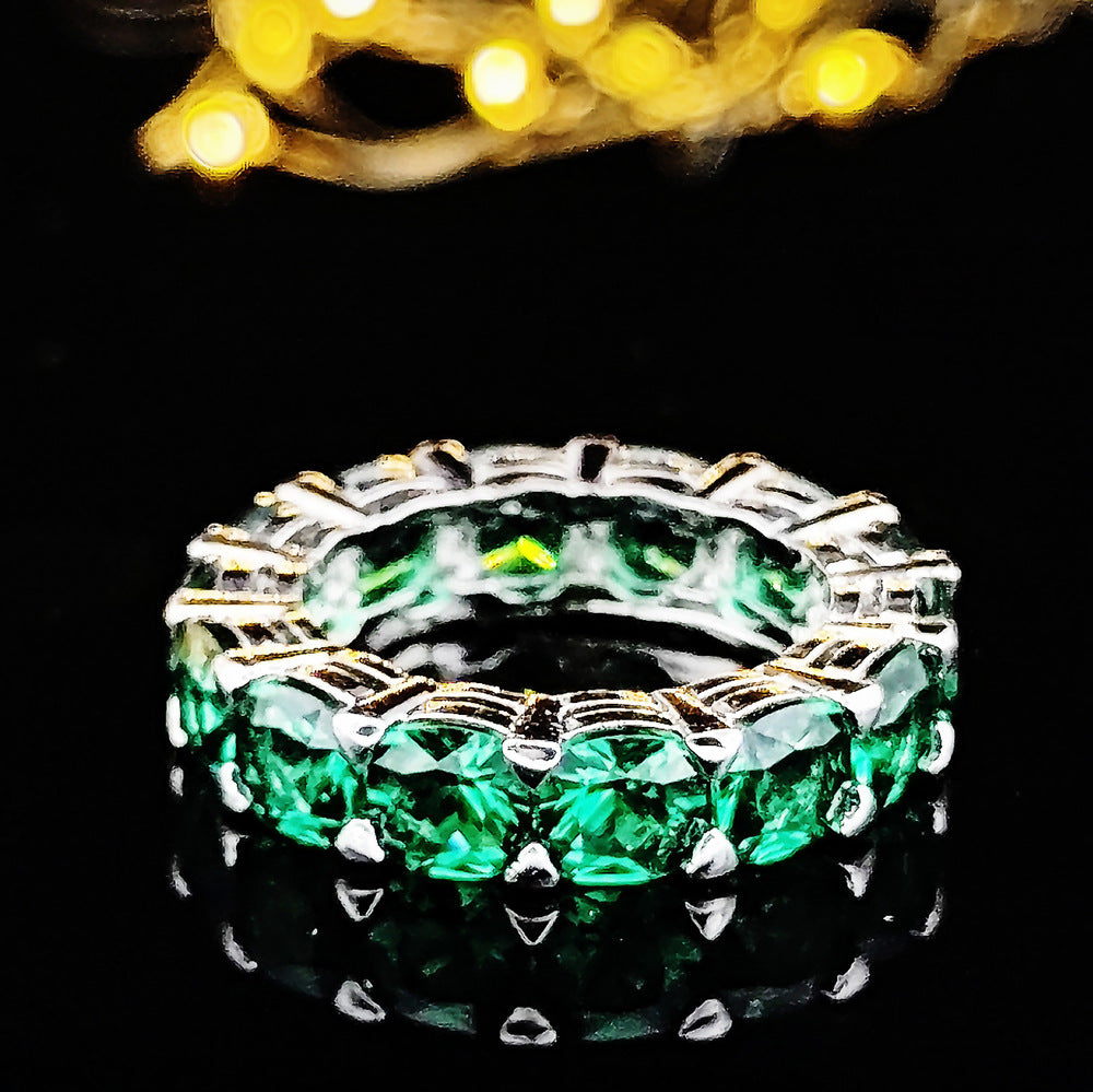 Elegant Zircon Full Diamond Geometric Ring