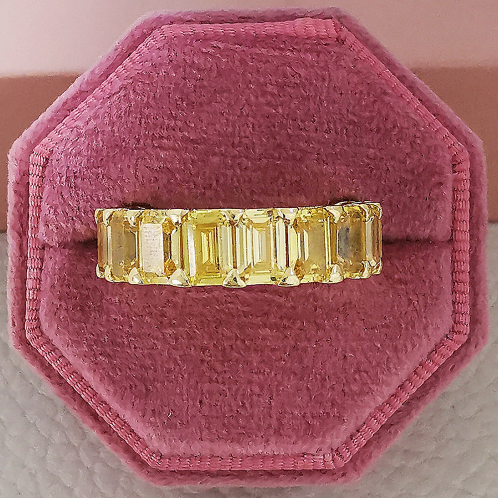 Elegant Zircon Full Diamond Geometric Ring