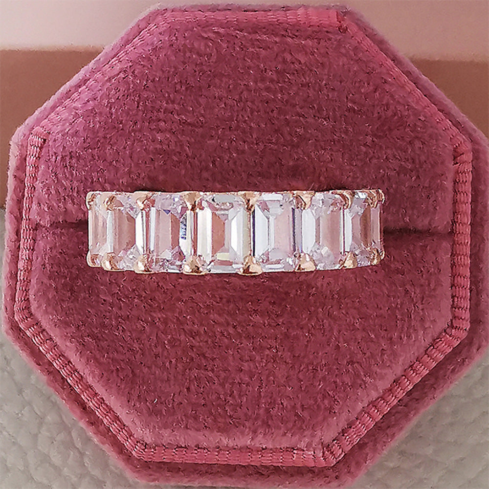 Elegant Zircon Full Diamond Geometric Ring