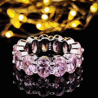 Elegant Zircon Full Diamond Geometric Ring