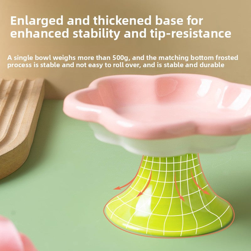 Elevated Ceramic Pet Bowl with Floral Design