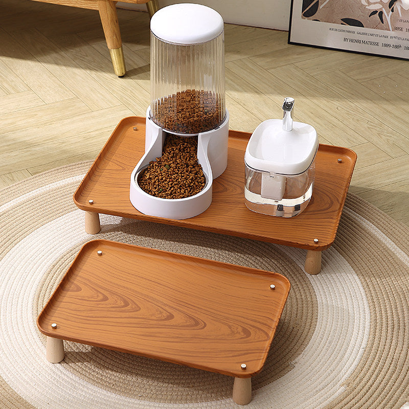 Elevated Pet Feeder Stand with Wooden Feet