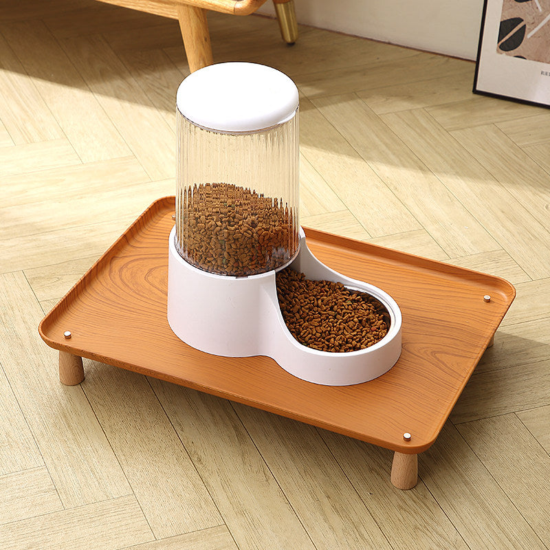 Elevated Pet Feeder Stand with Wooden Feet