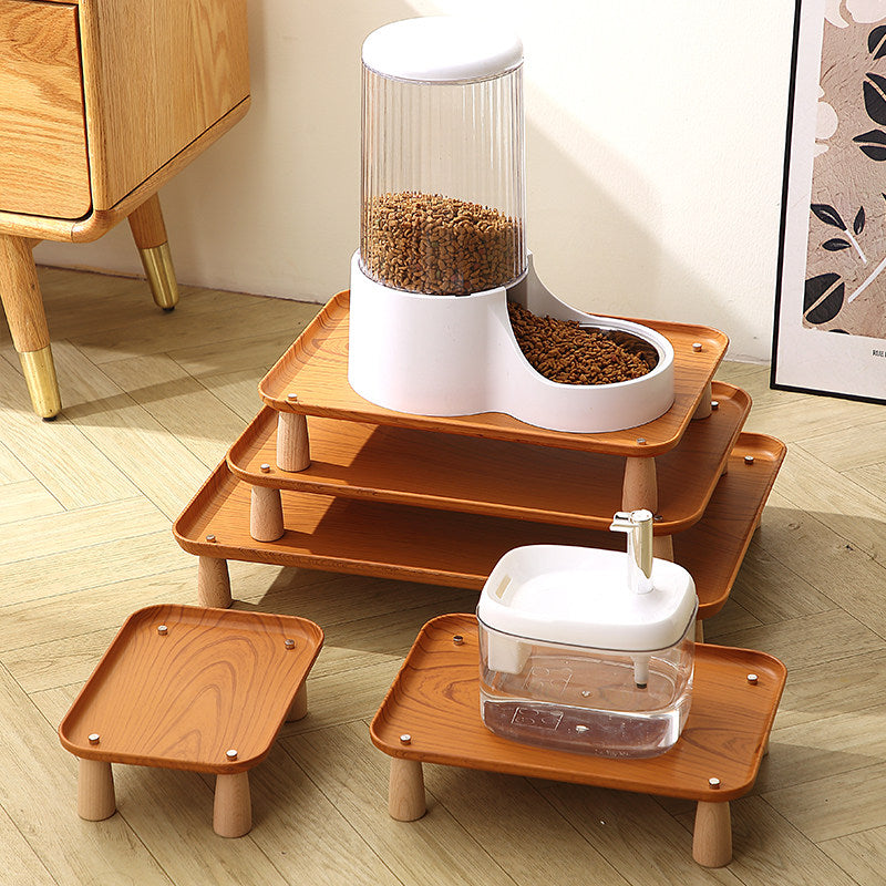 Elevated Pet Feeder Stand with Wooden Feet
