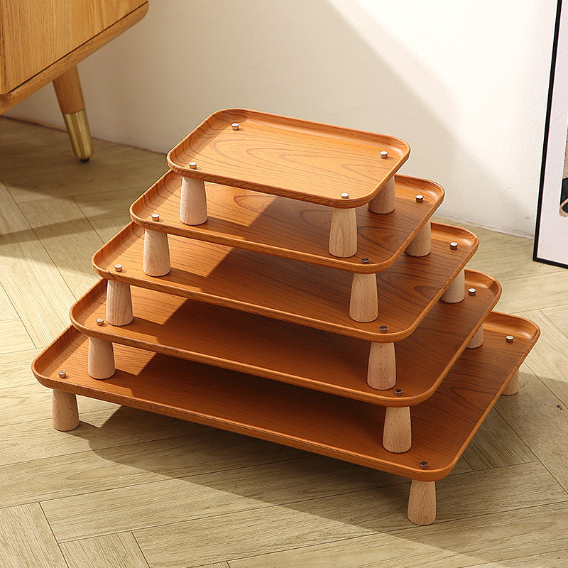 Elevated Pet Feeder Stand with Wooden Feet