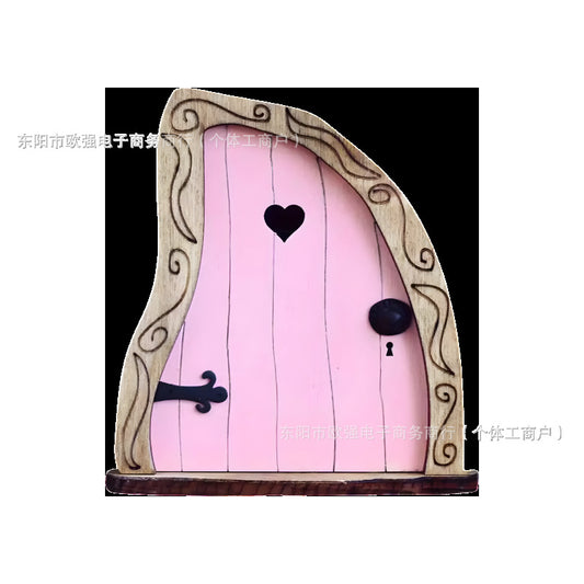 Elf Fairy Door Fairy Tale Door Courtyard Wooden Tree Decoration, Wooden Ornaments Garden Decorations