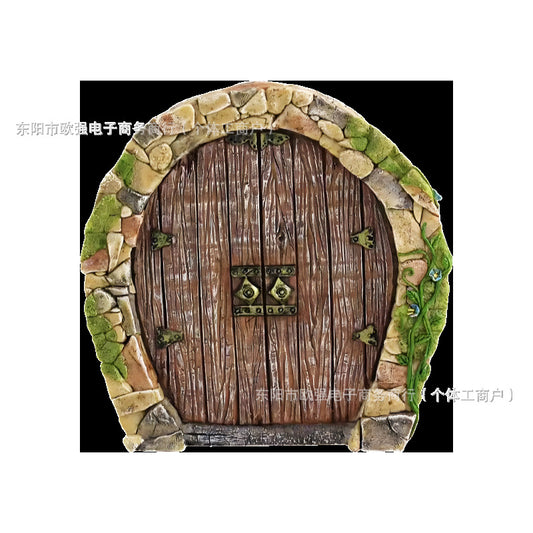 Elf Fairy Door Fairy Tale Door Courtyard Wooden Tree Decoration, Wooden Ornaments Garden Decorations